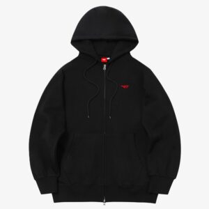 T1 Logo Zip-Up Hoodie - Black